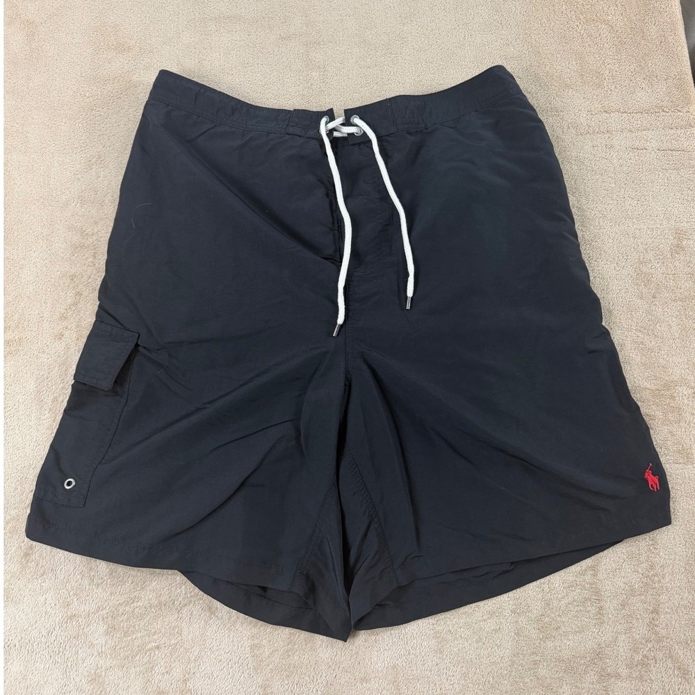 Polo Ralph Lauren Swim Trunks Shorts‎ Mens XL Black Waistband Lined Pocket EUC